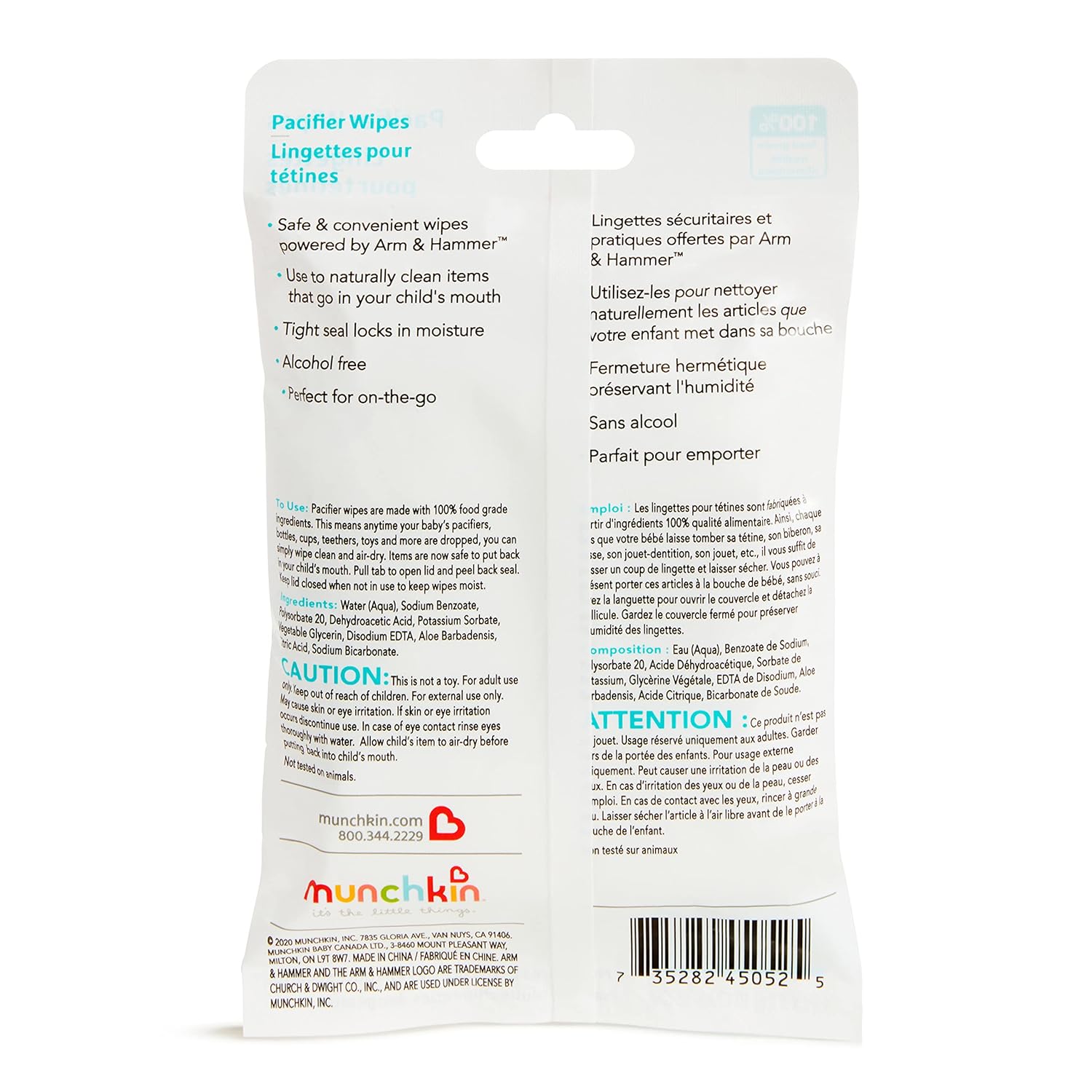 Munchkin Arm & Hammer Pacifier Wipes - Safely Cleans Baby and Toddler Essentials, 1 Pack, 36 Wipes - Image 7